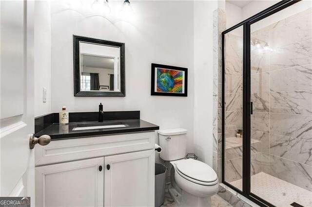 6635 Beacon Dr, Atlanta, GA 30328 - full bathroom with vanity and a stall shower