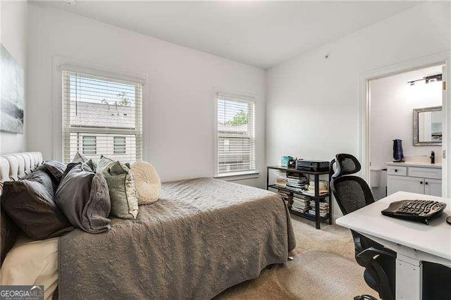 6635 Beacon Dr, Atlanta, GA 30328 - bedroom with light carpet and a desk