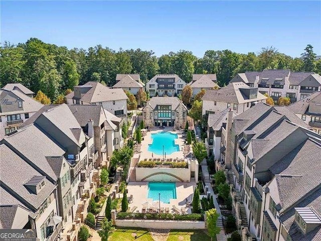 6635 Beacon Dr, Atlanta, GA 30328 - aerial view of residential area featuring a pool area
