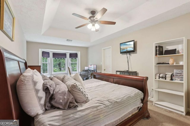 1369 Willowbrook Dr SW, Marietta, GA 30064 - bedroom with carpet floors, a raised ceiling, and ceiling fan