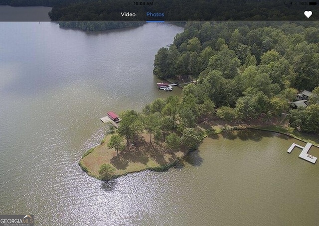 1361 Grayson Pointe Dr, Buckhead, GA 30625 - aerial view of property's location with a large body of water, a forest, and property boundaries highlighted