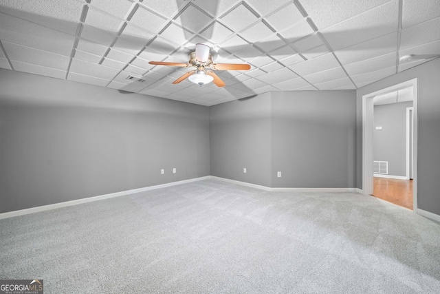 1440 Boundary Blvd, Suwanee, GA 30024 - spare room with a paneled ceiling, carpet, ceiling fan, and baseboards