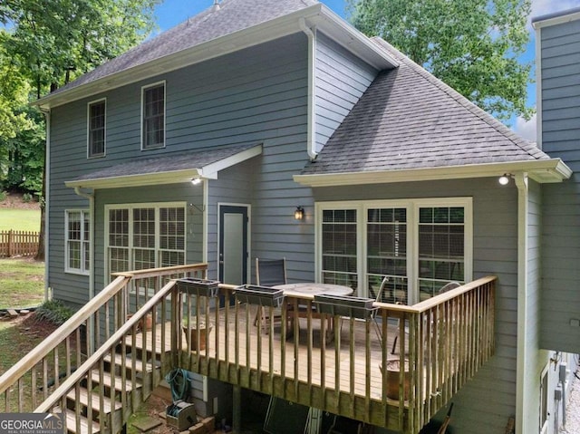 1440 Boundary Blvd, Suwanee, GA 30024 - back of house with roof with shingles, a deck, and stairway