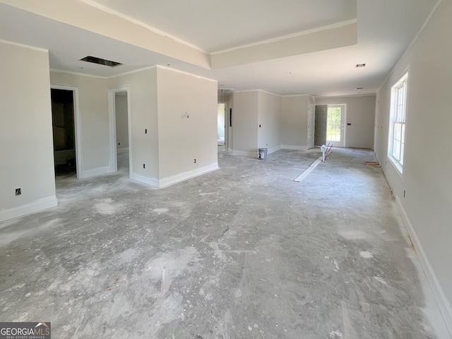 281 Gordon St, Statesboro, GA 30458 - unfurnished living room featuring ornamental molding