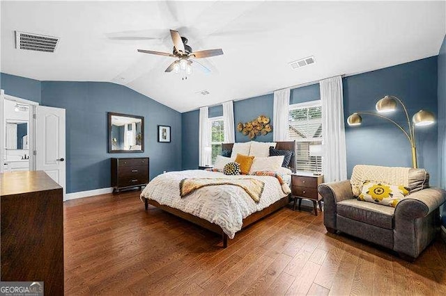 2069 Brightleaf Way Unit 123, Marietta, GA 30060 - bedroom featuring wood finished floors, lofted ceiling, and ceiling fan