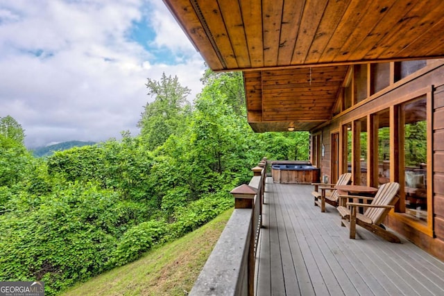 481 Georgianna Ln, Bryson City, NC 28713 - wooden terrace featuring a hot tub