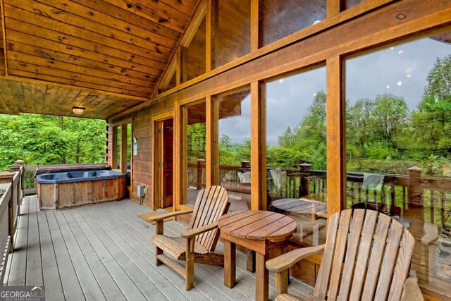 481 Georgianna Ln, Bryson City, NC 28713 - wooden deck with a hot tub