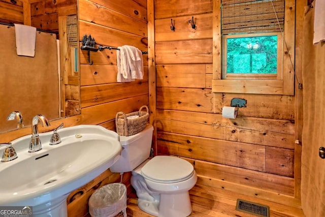 481 Georgianna Ln, Bryson City, NC 28713 - bathroom with a sink, toilet, and wooden walls