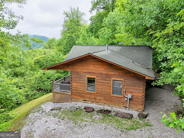 481 Georgianna Ln, Bryson City, NC 28713 - view of side of property with roof with shingles and a deck