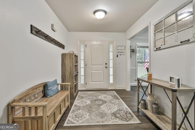 279 Brenna Ct, Luthersville, GA 30251 - foyer entrance featuring dark wood-type flooring and baseboards