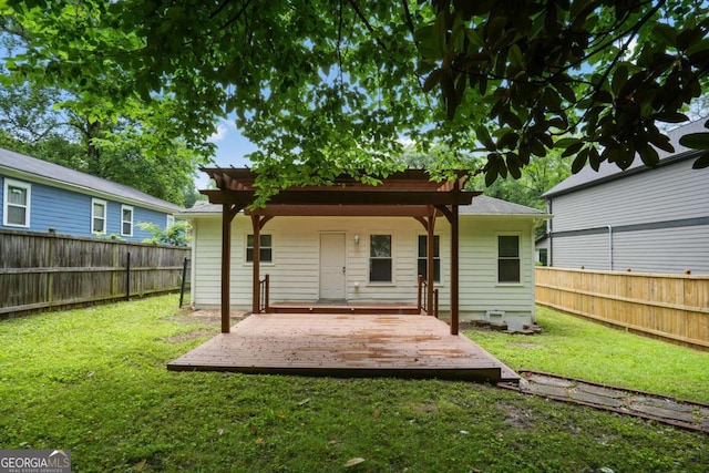 1245 Ladd St SW, Atlanta, GA 30310 - back of property featuring a pergola, a fenced backyard, and a wooden deck