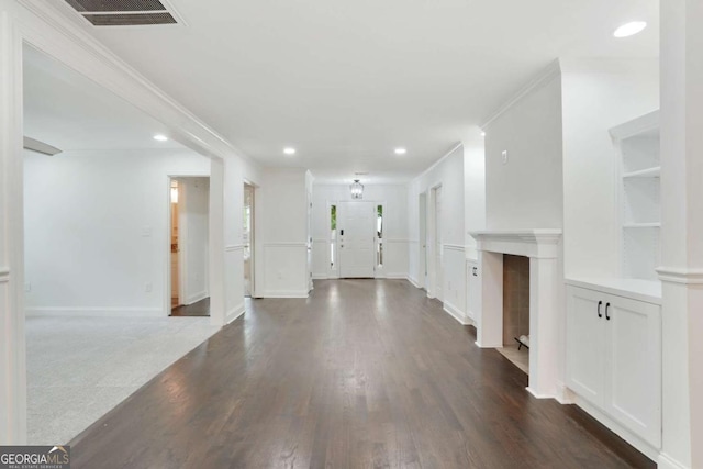 1245 Ladd St SW, Atlanta, GA 30310 - unfurnished living room featuring dark wood finished floors, recessed lighting, and a fireplace