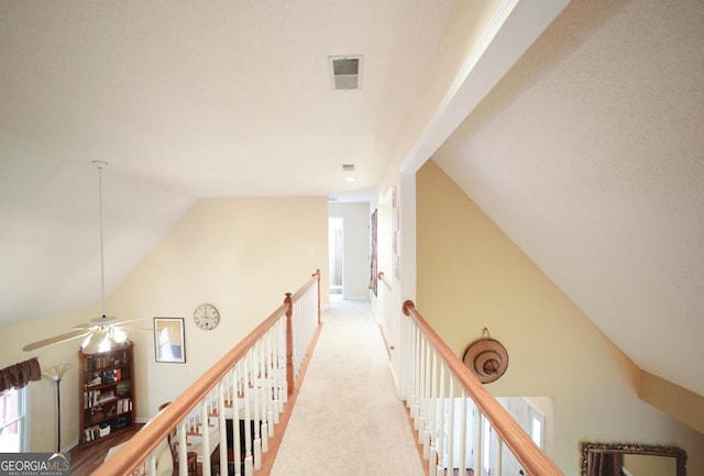 1010 Calls Creek Cir, Watkinsville, GA 30677 - hall featuring lofted ceiling, an upstairs landing, and carpet floors