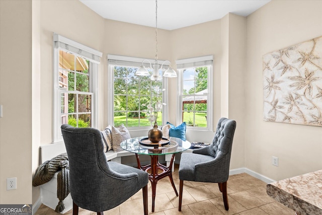 10 Wigwam Cir, Whitesburg, GA 30185 - tiled dining space with plenty of natural light, a chandelier, and breakfast area