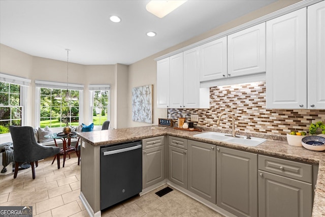 10 Wigwam Cir, Whitesburg, GA 30185 - kitchen featuring dishwasher, white cabinets, tasteful backsplash, and recessed lighting