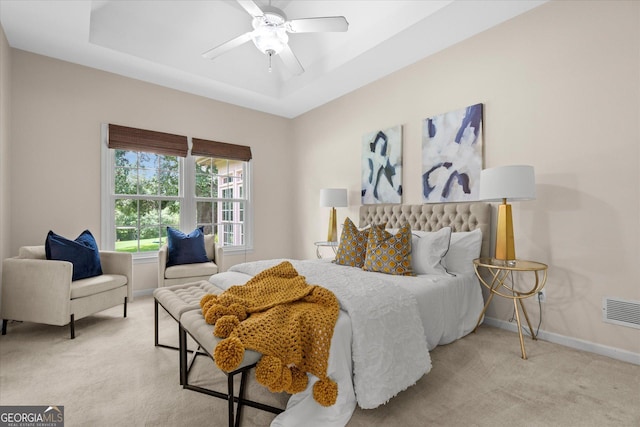 10 Wigwam Cir, Whitesburg, GA 30185 - carpeted bedroom with a tray ceiling and ceiling fan
