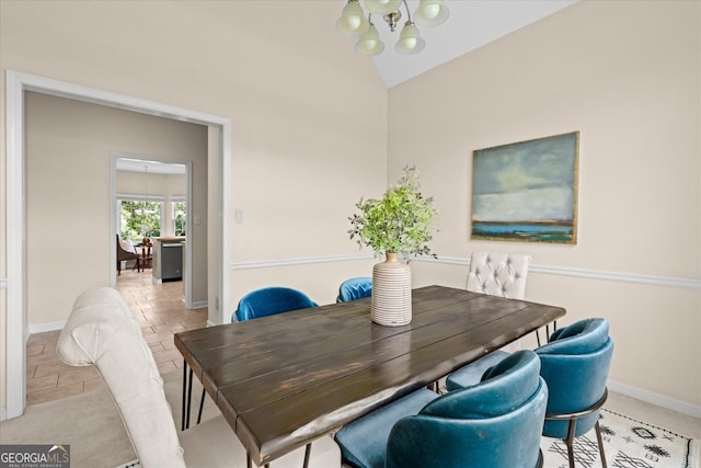 10 Wigwam Cir, Whitesburg, GA 30185 - dining room featuring a chandelier and vaulted ceiling