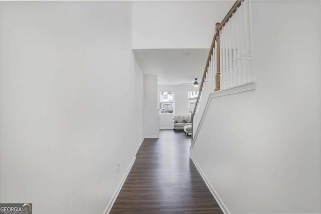 3848 Hester St, Duluth, GA 30097 - corridor featuring baseboards and dark wood-style flooring