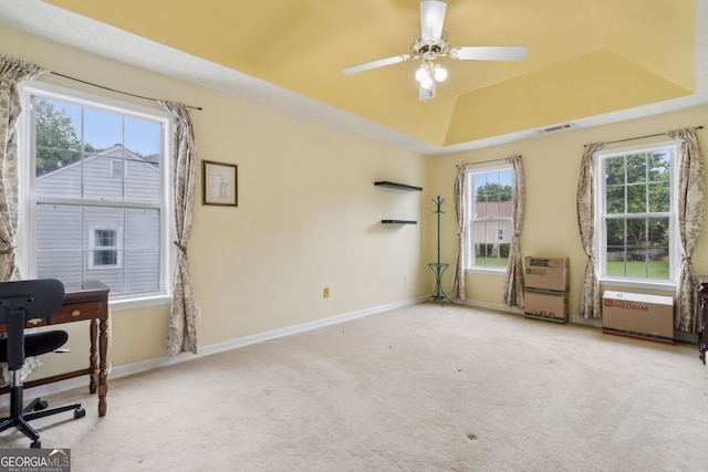 570 White Stag Ct, Suwanee, GA 30024 - unfurnished office with a raised ceiling, plenty of natural light, and carpet flooring