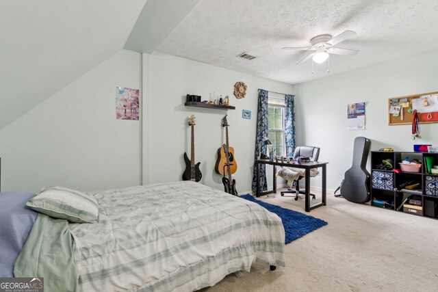 570 White Stag Ct, Suwanee, GA 30024 - bedroom with carpet flooring, a ceiling fan, and a textured ceiling