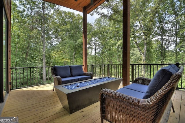 968 Hidden Valley Dr, Morganton, GA 30560 - deck featuring an outdoor living space with a fire pit