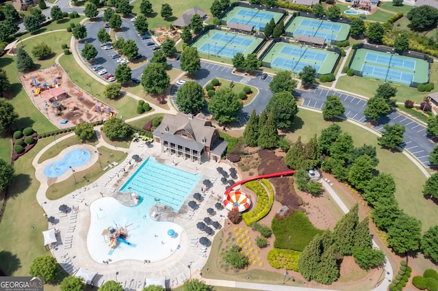 372 Cobblestone Trl, Dallas, GA 30157 - bird's eye view of a pool