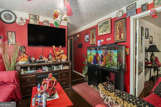 564 Peters St, Statham, GA 30666 - living area with a textured ceiling, baseboards, and wood finished floors