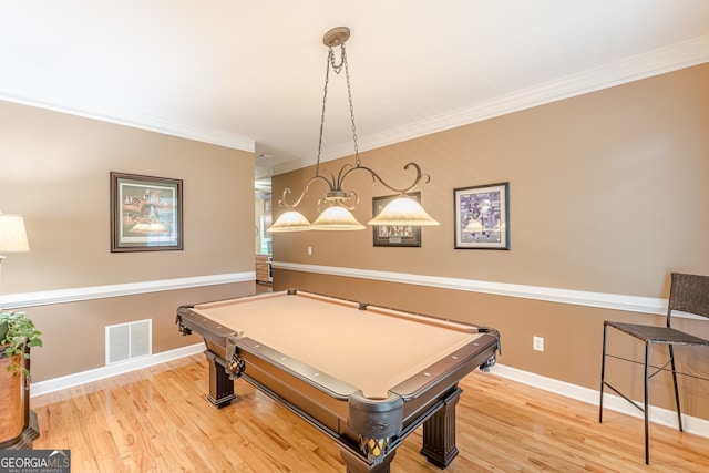 5767 Wembley Dr, Douglasville, GA 30135 - recreation room featuring billiards, wood finished floors, and crown molding