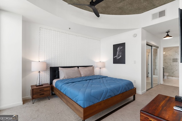 3324 Peachtree Rd NE Unit 1813, Atlanta, GA 30305 - carpeted bedroom with ensuite bathroom and ceiling fan