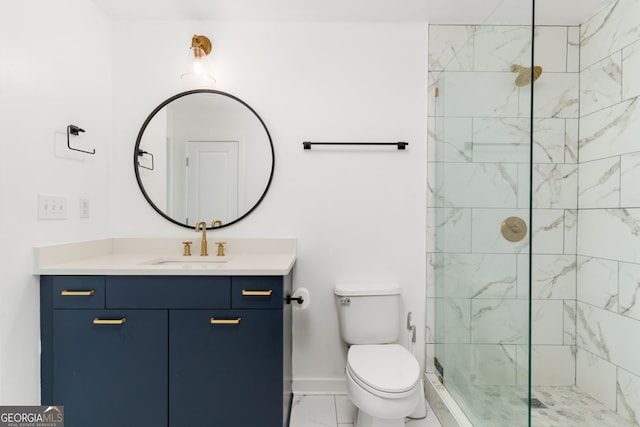 3324 Peachtree Rd NE Unit 1813, Atlanta, GA 30305 - bathroom with vanity, walk in shower, and marble finish flooring