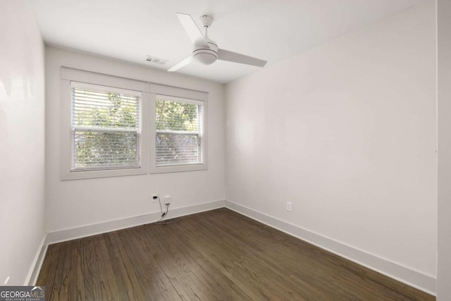 1002 Forrest Blvd, Decatur, GA 30030 - empty room with baseboards, ceiling fan, and dark wood finished floors