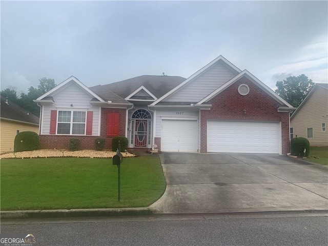 2827 Summit Pkwy SW, Atlanta, GA 30331 - ranch-style home featuring brick siding, concrete driveway, a garage, and a front yard