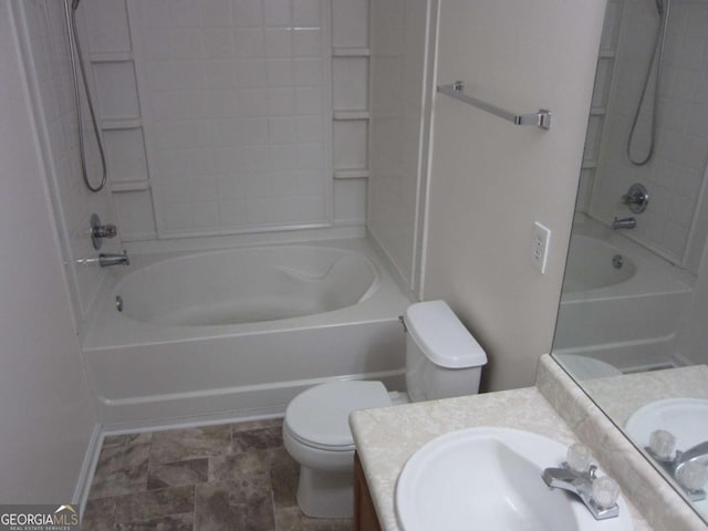 215 Silver Spring St, Dallas, GA 30157 - full bath with vanity, toilet, shower / bath combination, and baseboards