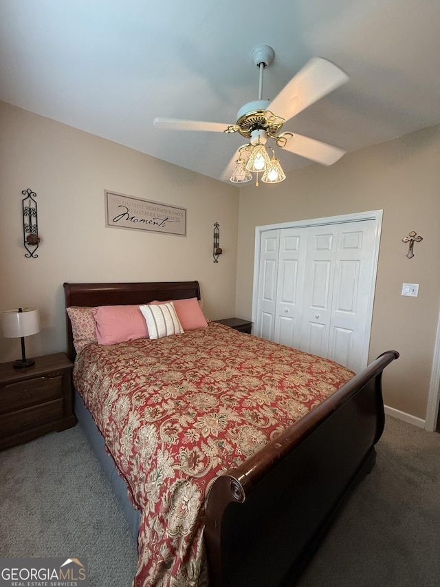 60 Buck Trl, Newnan, GA 30265 - bedroom featuring carpet flooring, a closet, and ceiling fan