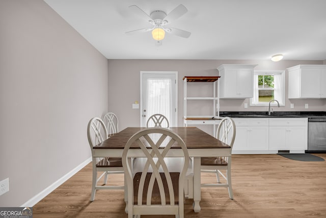 1861 Skyline Dr, Toccoa, GA 30577 - dining area featuring a ceiling fan, light wood-style flooring, and baseboards