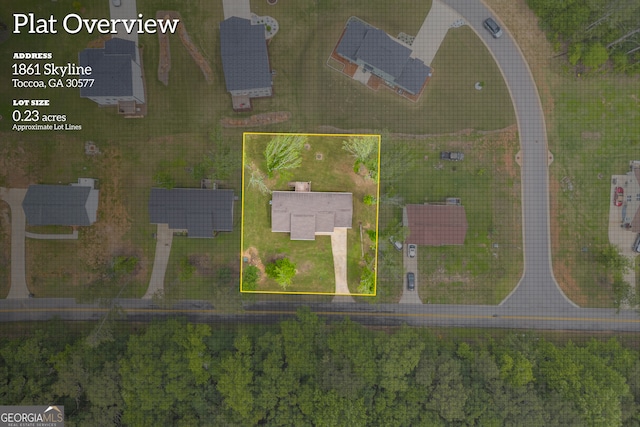 1861 Skyline Dr, Toccoa, GA 30577 - aerial overview of property's location featuring property boundaries highlighted