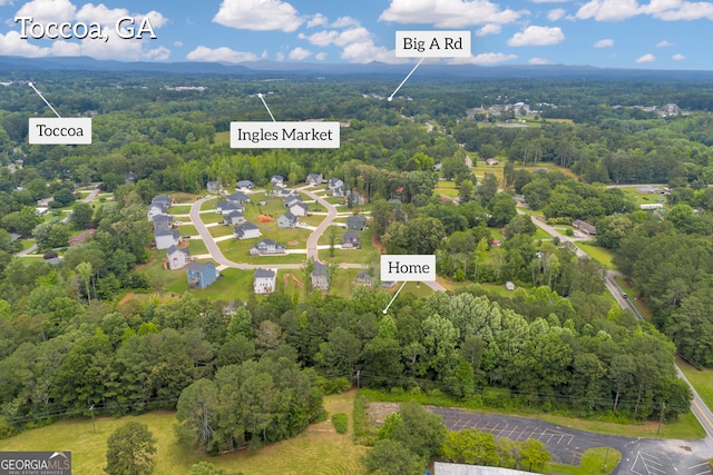 1861 Skyline Dr, Toccoa, GA 30577 - aerial overview of property's location featuring a forest