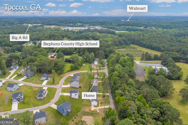 1861 Skyline Dr, Toccoa, GA 30577 - aerial view of property's location featuring a heavily wooded area