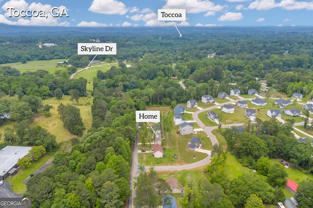 1861 Skyline Dr, Toccoa, GA 30577 - aerial view of property and surrounding area featuring a heavily wooded area