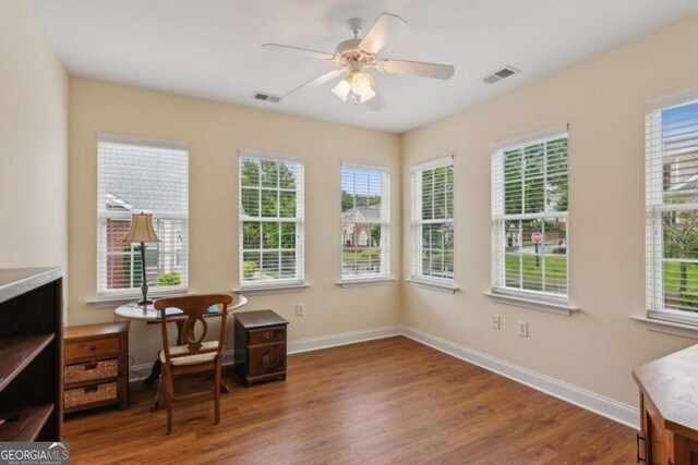 2565 Grapevine Cir Unit 103, Cumming, GA 30041 - office space featuring wood finished floors, a ceiling fan, and plenty of natural light