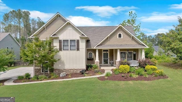 60 Independence Ave, Dallas, GA 30132 - craftsman inspired home with a front lawn, board and batten siding, and covered porch