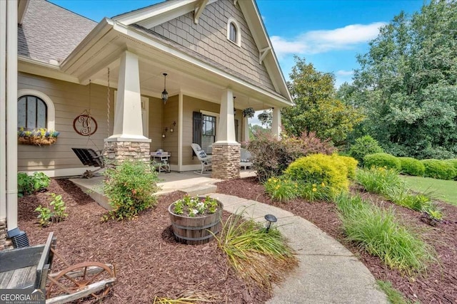 60 Independence Ave, Dallas, GA 30132 - property entrance featuring a porch and a shingled roof