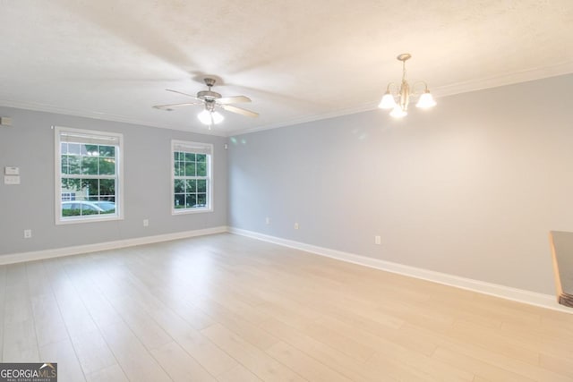 105 Westchester Dr Unit C4, Athens, GA 30606 - empty room with ceiling fan, ornamental molding, a chandelier, light wood finished floors, and baseboards