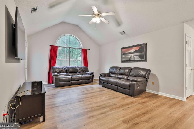 40 Moore Rd, Newnan, GA 30263 - living area with a ceiling fan, light wood-style floors, lofted ceiling, and baseboards
