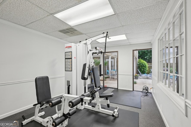 209 14th St NE Unit 109, Atlanta, GA 30309 - exercise room featuring a drop ceiling and baseboards