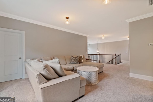 4224 Dogwood Bend Park, Berkeley Lake, GA 30096 - living area featuring carpet, crown molding, and baseboards
