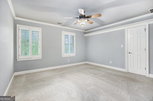 386 Link Rd, Alpharetta, GA 30022 - spare room featuring carpet, ceiling fan, crown molding, and baseboards
