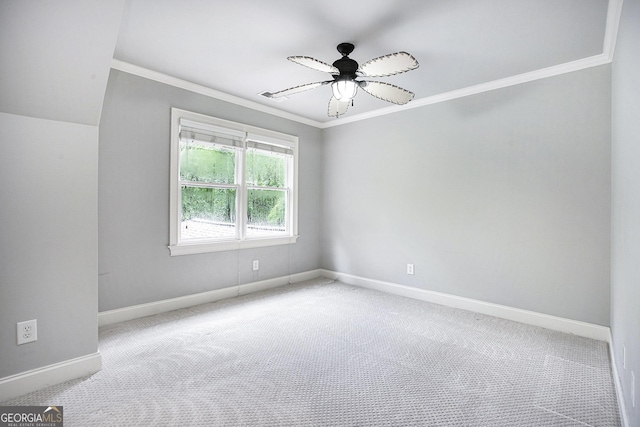 386 Link Rd, Alpharetta, GA 30022 - empty room with ceiling fan, crown molding, carpet floors, and baseboards
