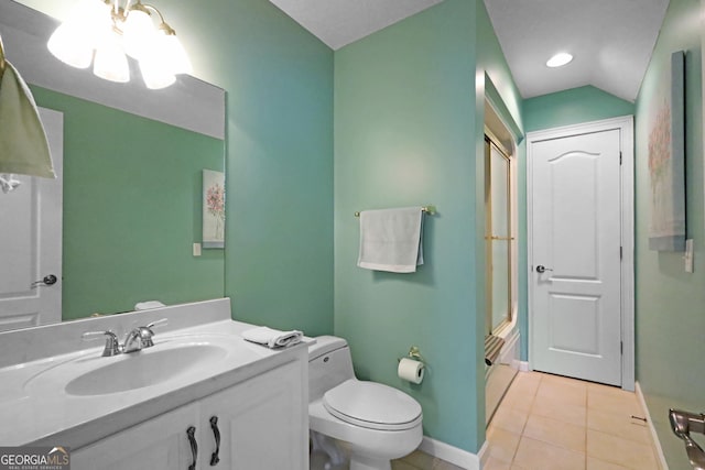 12 Par Dr, Jesup, GA 31546 - full bath featuring vanity, an enclosed shower, toilet, tile patterned flooring, and baseboards