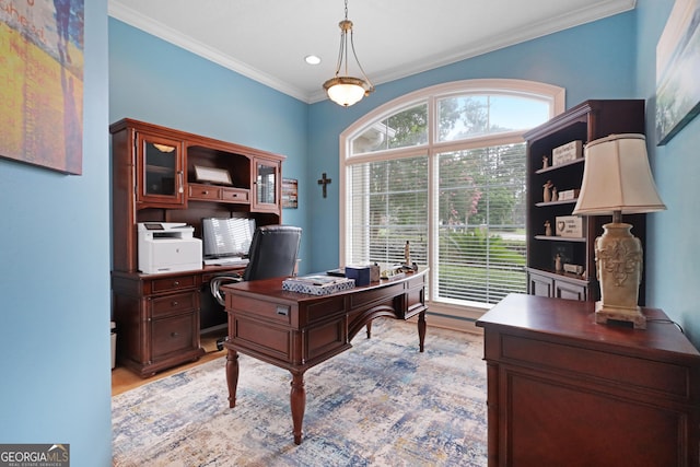 12 Par Dr, Jesup, GA 31546 - office with light wood finished floors, ornamental molding, and recessed lighting